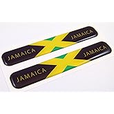 Jamaica Flag Domed Decal Emblem Resin car Stickers 5"x 0.82" 2pc.