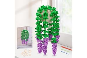 Kogyxe Beginners Crochet Kit, Amigurumi Crochet Starter Kits w Step-by-Step Video Tutorials, Hanging Potted Plants Knitting Starter Pack for Beginners Decoration, Wisteria Flower (40%+ Yarn)