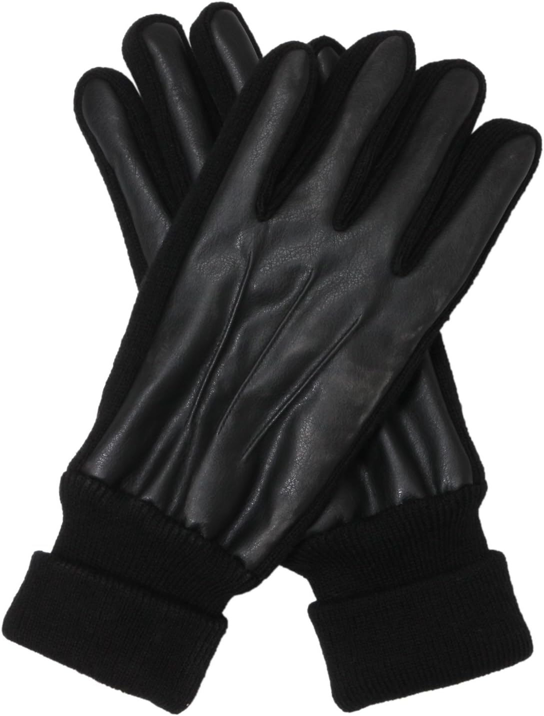 WINTER IN TOWN Men's Knitted Faux Leather Gloves