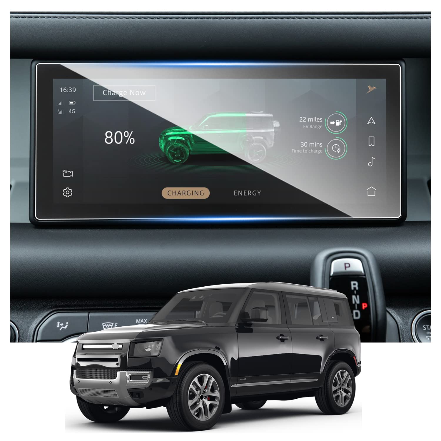 Ruiya Compatible with Land Rover Defender 2020 2021 2022 Navigation Screen Protector, 10 Inch Tempered Glass Protective Film Defender Screen Protector HD GPS Devices Touchscreen Protective Film — image 1