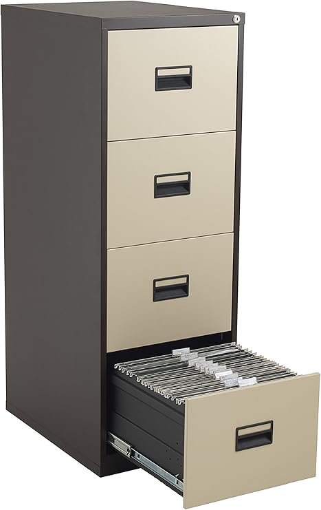 Talos Heavy Duty Steel Filing Cabinet 40 Kg Drawer Tolerance Coffee Cream 4 Amazon Co Uk Kitchen Home