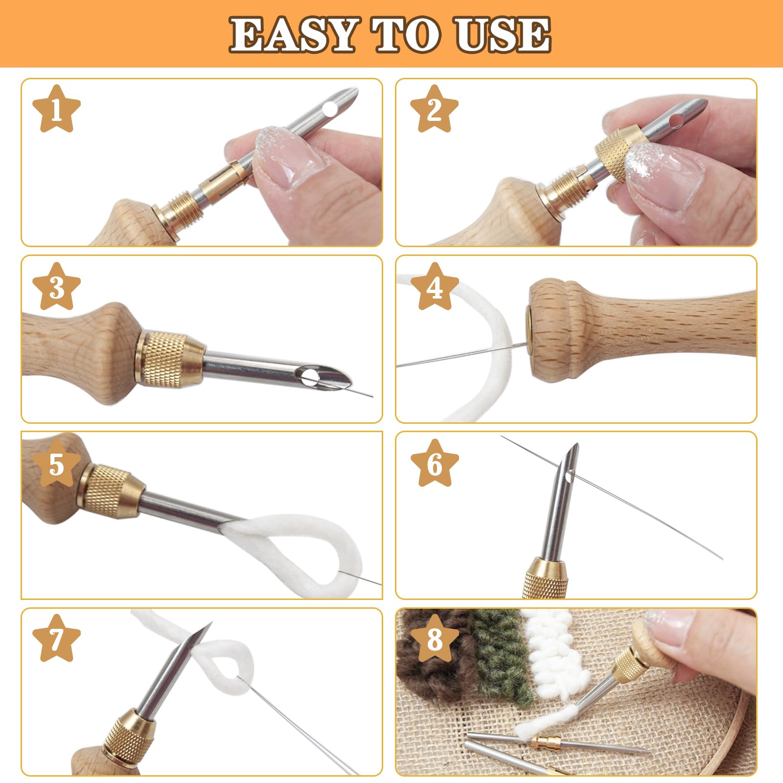 Punch Neddle Kit with Storage Box,Adjustable Punch Needle Tool with1.6mm/2mm/2.5mm/3.5mm/5mm Metal Needles,Punch Needle Set Adults Beginner for DIY Craft,Perfect for Decoration and Gifts(Blue)