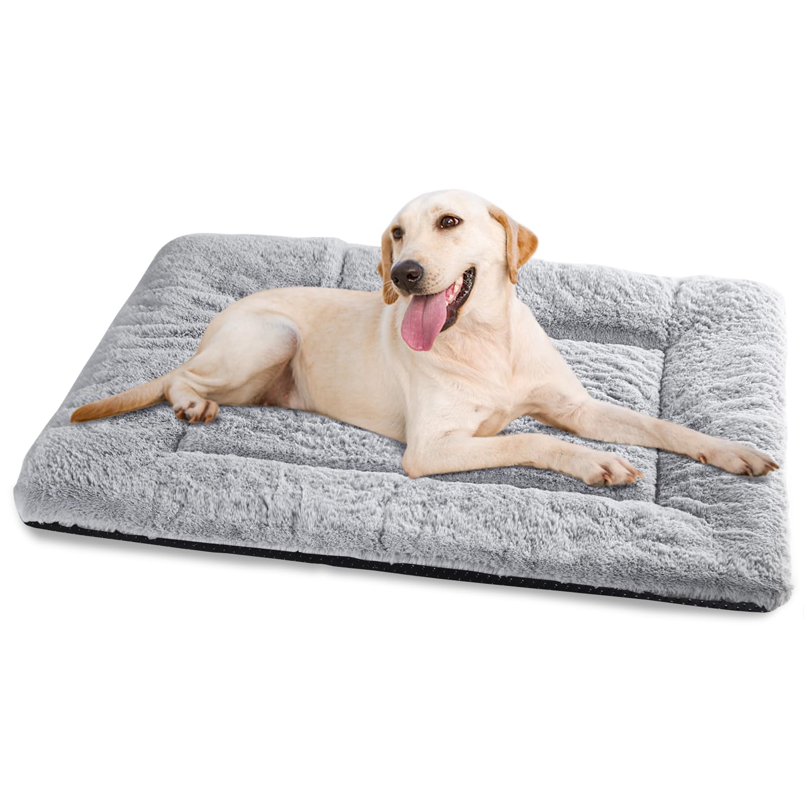 Baodan Dog Bed Large Washable, Pet Cat Beds Cushion Mattress, Soft Warm Dog Crate Bed Mat Pad for Medium Large Dogs - L 90x60 cm, Grey