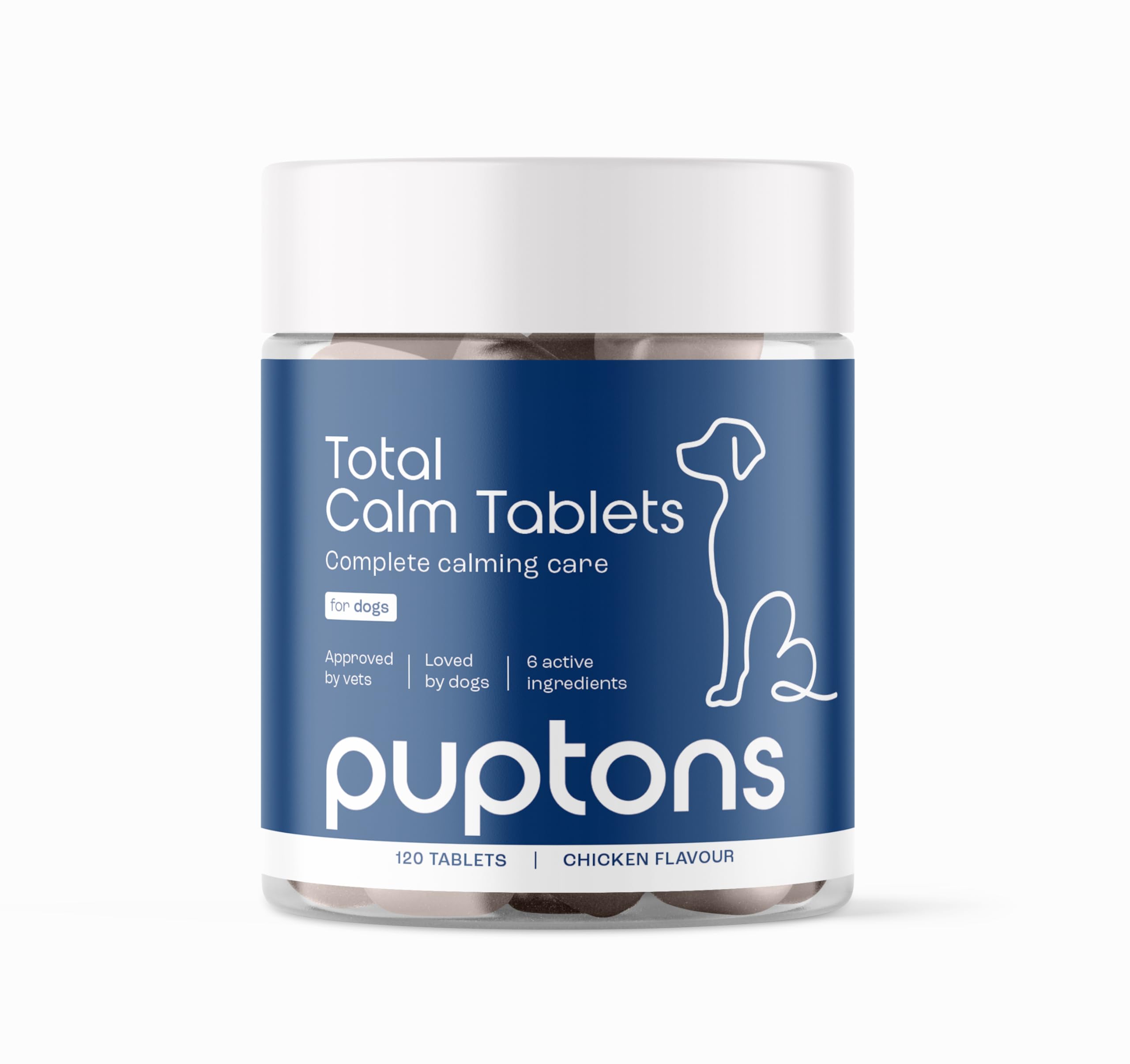 Puptons Total Calming Supplement for Dogs | (30 Tablets) Dog Anxiety & Separation Relief | Reduces Stress, Chewing, Aggression & Barking | L-Taurine, L-Theanine & Ginger Extract