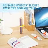 FRKNER Magnetic Cable Ties Silicone Reusable Twist Organizer 12 Pack 6 Colors view 3