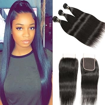 Brazilian Straight Hair With Closure 3 Bundles Brazilian Virgin