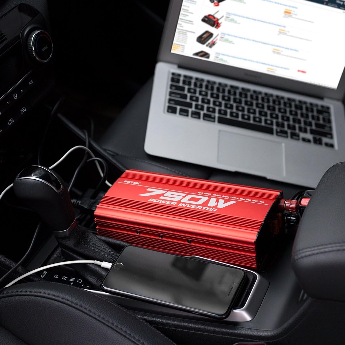 POTEK 750W Power Inverter DC 12 V to AC 115V Converter with 2A USB Charging Port: Car Electronics