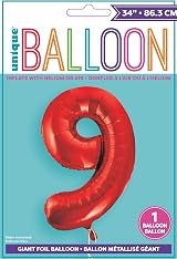 Unique Red Number 9 Shaped Large Foil Balloon 86cm view 2