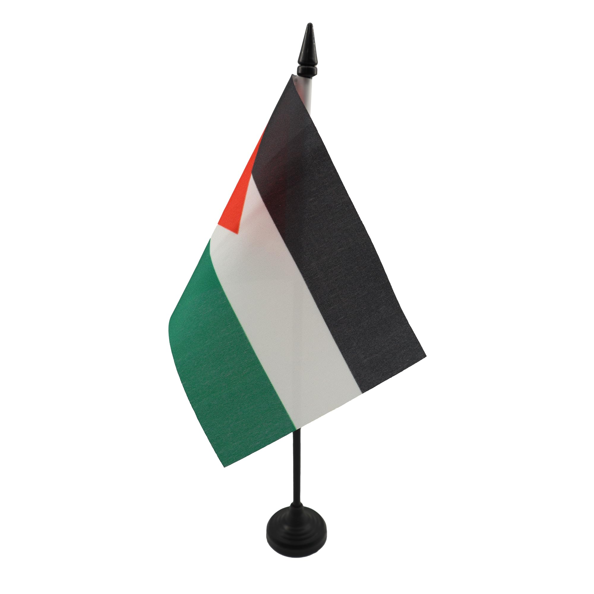 AZ FLAG - Palestine Table Flag 4'' x 6'' - Palestinian Office Mini Banner 100% Polyester 15 x 10 cm - Mini Desk Flag with 10'' Pole and Black Plastic Base