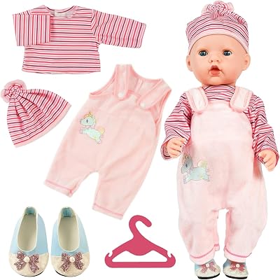 Aolso Baby Doll Clothes 14-18 Inch Overalls Coat Hanger Pink 35-45 cm