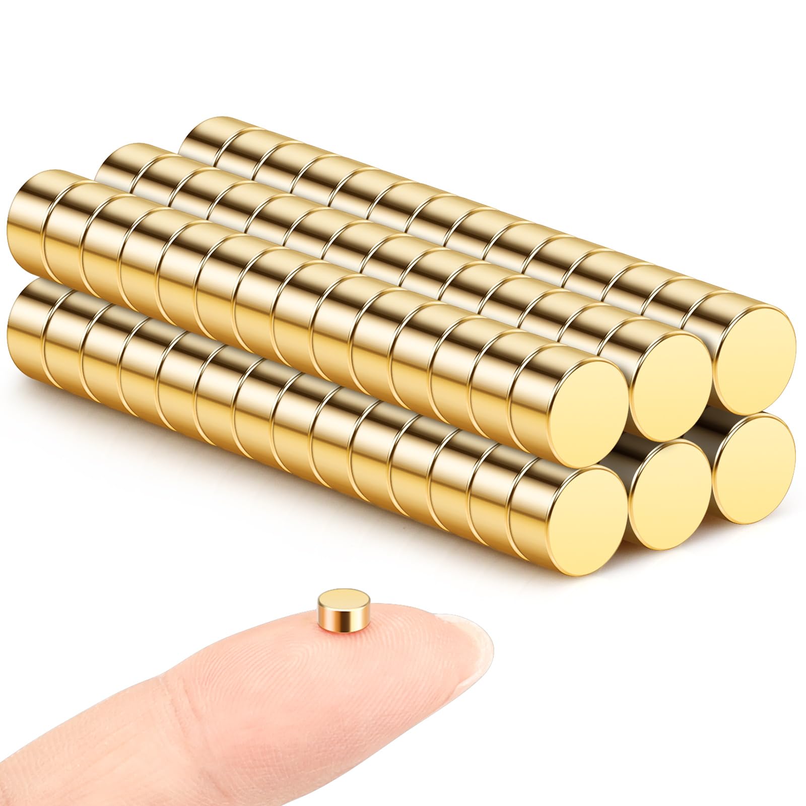 Wukong Gold Magnets 5x2.5mm | 80 Pack, Strong Round Magnet Mini Round Magnets for Whiteboard Crafts, Photos, Home and Office