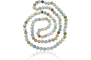 MGR MY GEMS ROCK! 36 Inch 7-8MM Long Polished-Finish Genuine Semi-Precious Stone Endless Infinity Long Beaded Strand Necklace.