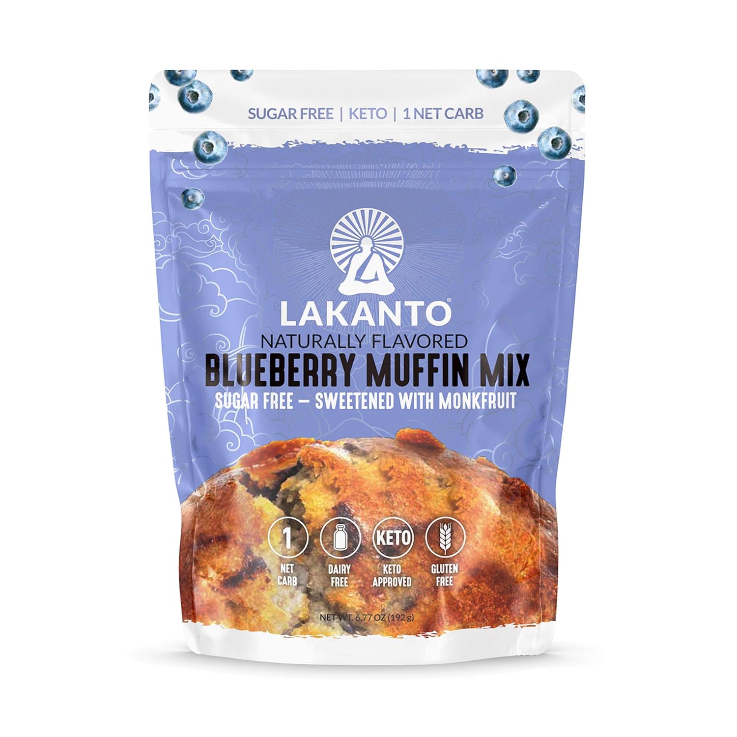 Lakanto Blueberry Muffin Mix - Sugar Free, Naturally Flavored, Healthy Keto Friendly, Sweetened with Monkfruit Sweetener, 1 Net Carb, Gluten Free, Breakfast Food, Easy to Make (12 Servings)