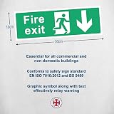 Rubigo Fire Exit Sign Down Arrow 30x10cm Self Adhesive Vinyl Safety Emergency view 4