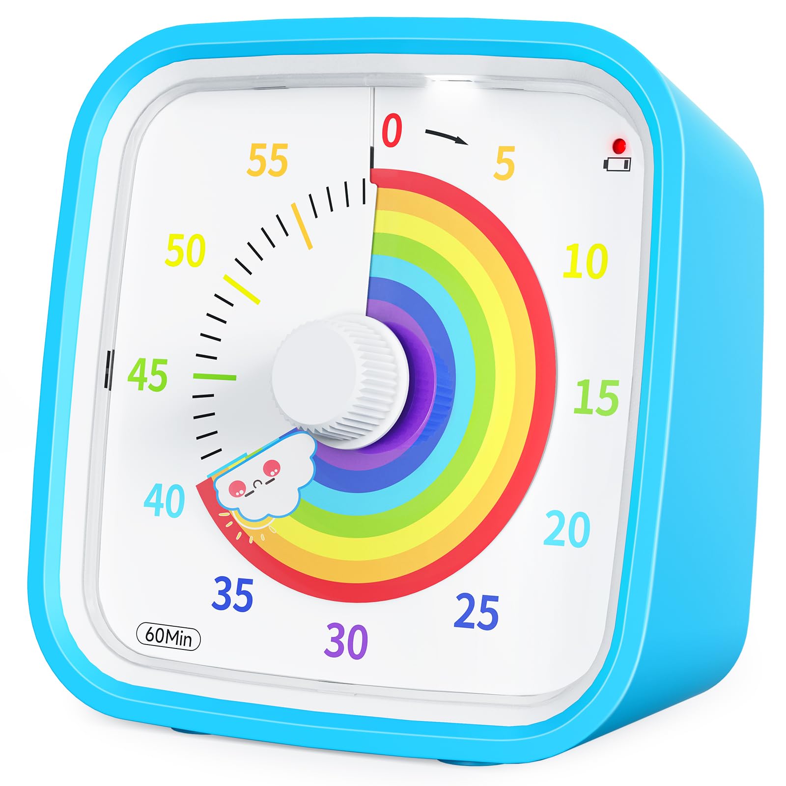 Yunbaoit Rainbow Disk Visual Timer with Protective Case, 60 Minute Countdown Timer for Kids and Adults, Silent Time Management Tool(Blue Rainbow)