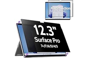 Peslv Privacy Screen for 12.3 Inch Surface Pro 7+/7/6/5/4/3, MagicSuction™ Removable Anti Spy Black Protector, Glare Blue Light Filter for Microsoft Laptop Computer Monitor