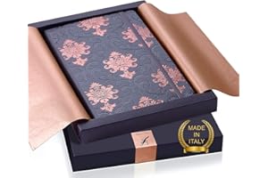 BUSINESS-DESIRE Vintage Embossed Hardcover Journal for Women and Men - Handmade Travel Diary Notebook for Daily Notes, Lined 192 Ivory Pages, 5" x 8.3" - Perfect for Writing and Journaling (BAROQUE)