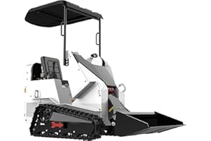 DigMaster Ride-On Mini Skid Steer Loader, 15HP Gas Engine, Industrial Tracks & Quick-Attach System for Landscaping and Construction (White)