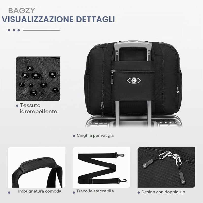 Borsa 40x30x20 Bagaglio a Mano Ryanair Wizz Air ITA Pieghevole 25L