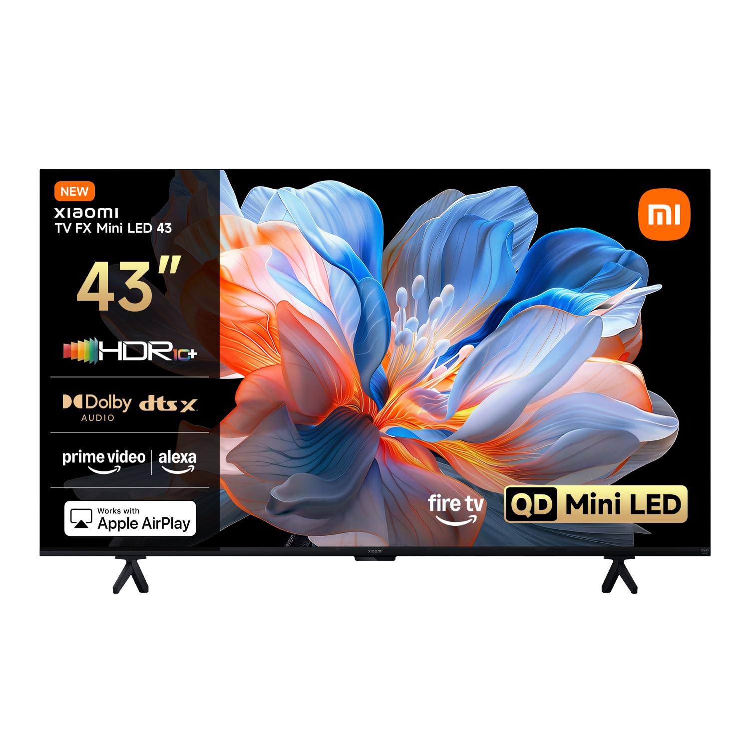 XIAOMI TV FX Mini LED da 43 pollici (101 cm), Smart TV QD-Mini LED, 4K UHD, Fire TV, HDR10+, MEMC, DTS:X, AirPlay 2, HDMI, Modalità Filmmaker, comando vocale con Alexa