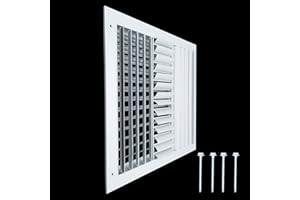 Fits 14x14 Duct Opening Aluminum 4-Way Adjustable Air Supply Grille by Handua | Curved Blade Register Vent Cover for Sidewall & Ceiling | White | Outer Size: 15.75" X 15.75"