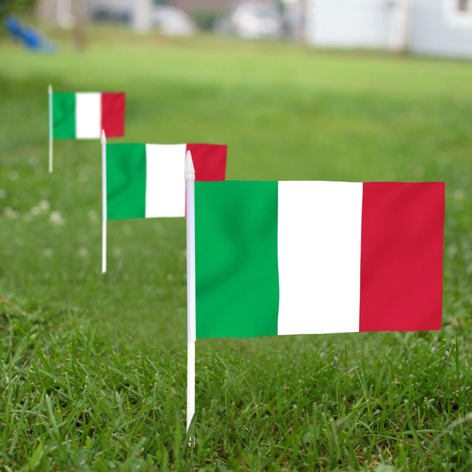Italy Stick Flag, ANLEY Italian 5x8 inch (12 X 20cm) HandHeld Mini Flag With 12" (30cm) White Solid Pole - Image 4