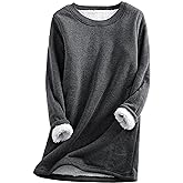 Yeokou Women Warm Sherpa Lined Fleece Crewneck Sport Sweatshirt Pullover Loungewear