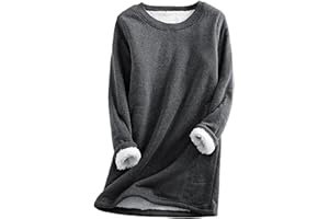 Yeokou Women Warm Sherpa Lined Fleece Crewneck Sport Sweatshirt Pullover Loungewear