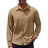 COOFANDY Mens Long Sleeve Button Down Shirt Casual Lightweight Shacket Spring Fall Shirt Jacket Overshirt