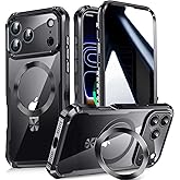 Reukdnv [Built-in Privacy Screen Protector & Invisible Ring Stand] Privacy Case for iPhone 17 Pro Max 6.9'' [Soft Bumper Full Signal] [Compatible with MagSafe] Full-Body Shockproof Clear Case, Black