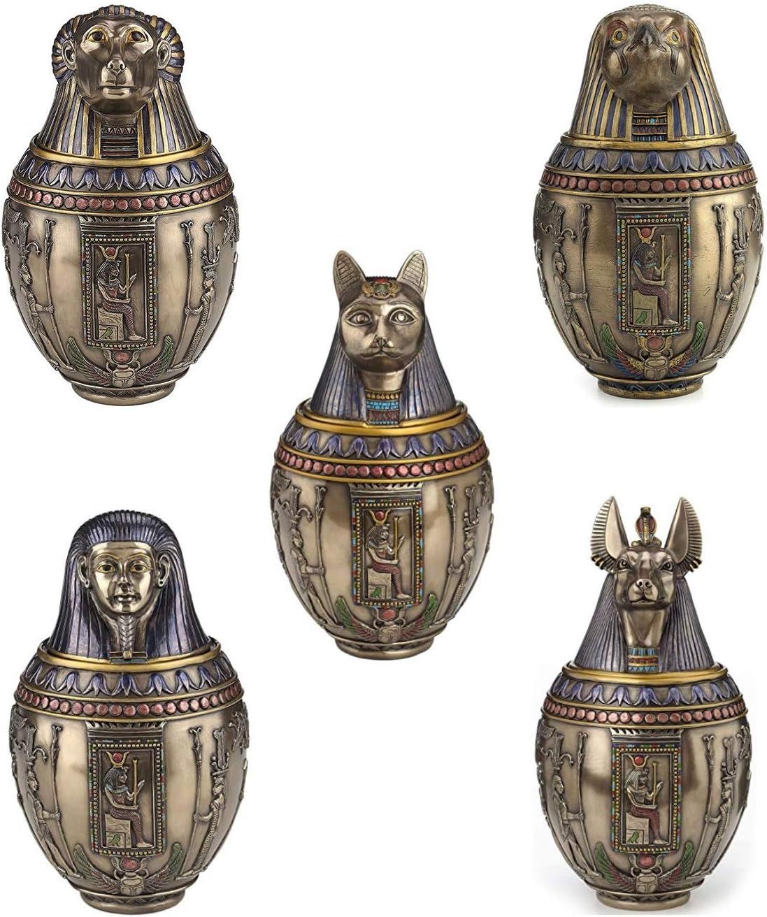 Amazon Com Sale Set Of 5 Egyptian God Canopic Jars