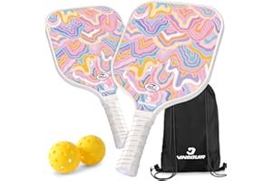 VINSGUIR Pickleball Paddles Set of 2, Lightweight 7.23OZ Fiberglass Pickleball Set with 2 Pickleball Rackets, 2 Pickleball Balls, 1 Portable Pickleball Bag, Pickle Ball Paddle Set Gift for Women