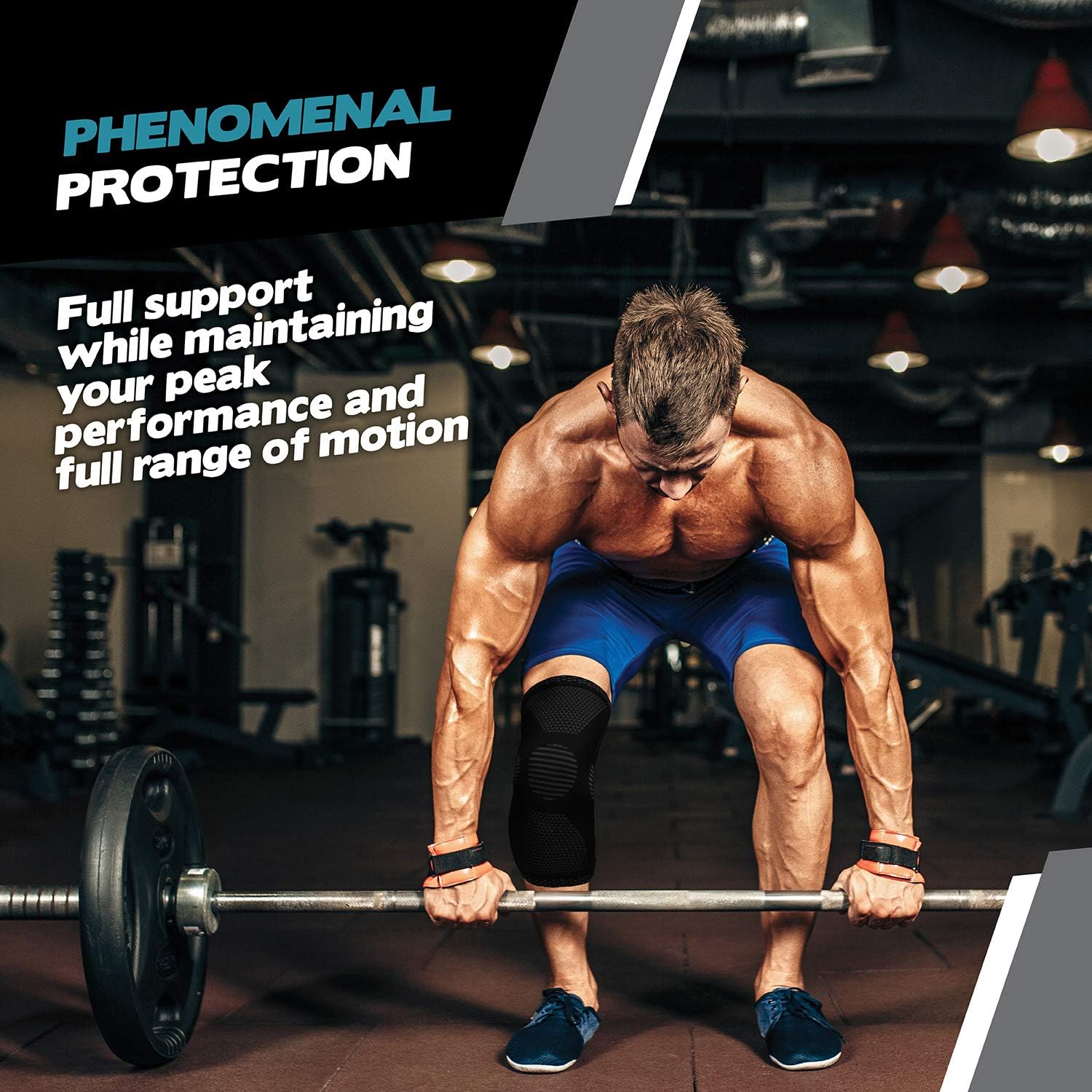 POWERLIX Knee Compression Sleeve - Best Knee Brace for Men & Women – Knee Support for Running, Basketball, Weightlifting, Gym, Workout, Sports – Please Check Sizing Chart: Sports & Outdoors