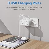 Mscien 4 Outlet USB Plug Adaptor UK 13A 3 USB Ports Dual 2 Pin Bottom Socket view 3
