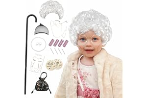 LFDAVP Old Lady Costume Wig for Girls, 100th Day Of School Kids Granny Wigs 20Pcs (White)