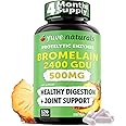 Yuve High Potency Bromelain 500mg 2400GDU Digestive Enzymes - Gut & Joint Health from Pineapple - Helps Digesting Proteins - Plant-Based, Non-GMO, 3rd Party Tested - 120 Capsules