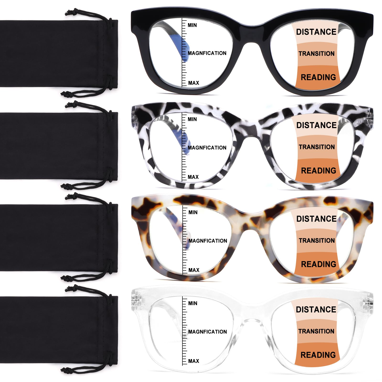 Photo 1 of CHOFILORD Progressive Multifocus Reading Glasses for Women Men Blue Light Blocking Computer No Line Multifocal Readers (A1 Multicolor, 2.25, Diopters)