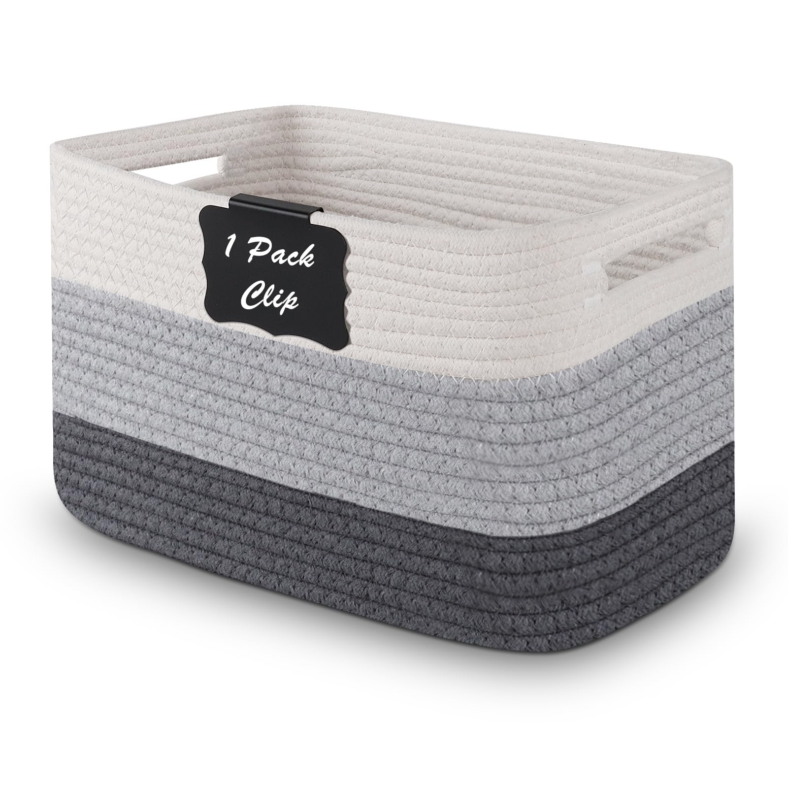 Storage Baskets Woven, Rtdep Small Storage Basket, Decorative Storage Baskets For Shelves, Cotton Rope Basket With Handle, Baby Toy Basket Organiser, Bathroom Towel Basket,Nursery Storage-1 Pack