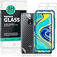 Ibywind Screen Protector For Redmi Note 9S/9 Pro,with 2Pcs Tempered Glass,1Pc Camera Lens Protector,1Pc Backing Carbon Fiber Film [Fingerprint Reader,Easy to install]