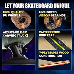 Abrazo 33x9.5 Pro Cruiser Skateboard for Kids Teens