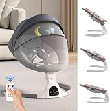 HoldOneLight Adjustable Height Baby Swing with Bluetooth 5 Speeds 3 Seats Grey view 7