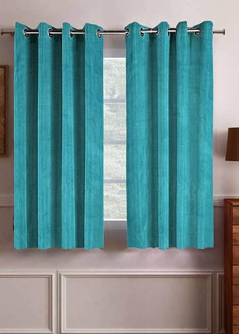 Windows Curtains 5 Ft Premium Solid Plain Sky Blue Crush Curtains Range Set Of 1 Piece Eyelet Curtain Polyester Premium Curtains Use As For
