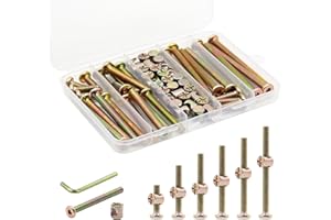 Baby Bed Crib Screws Hardware Replacement Kit,Hincell 28 Set Baby Bed Frame Bolts &Barrel Nuts Set, M6x20mm/30mm/40mm/50mm/60mm/70mm/80mmHex Drive Socket Cap Screws Barrel Nuts Assortment Kit