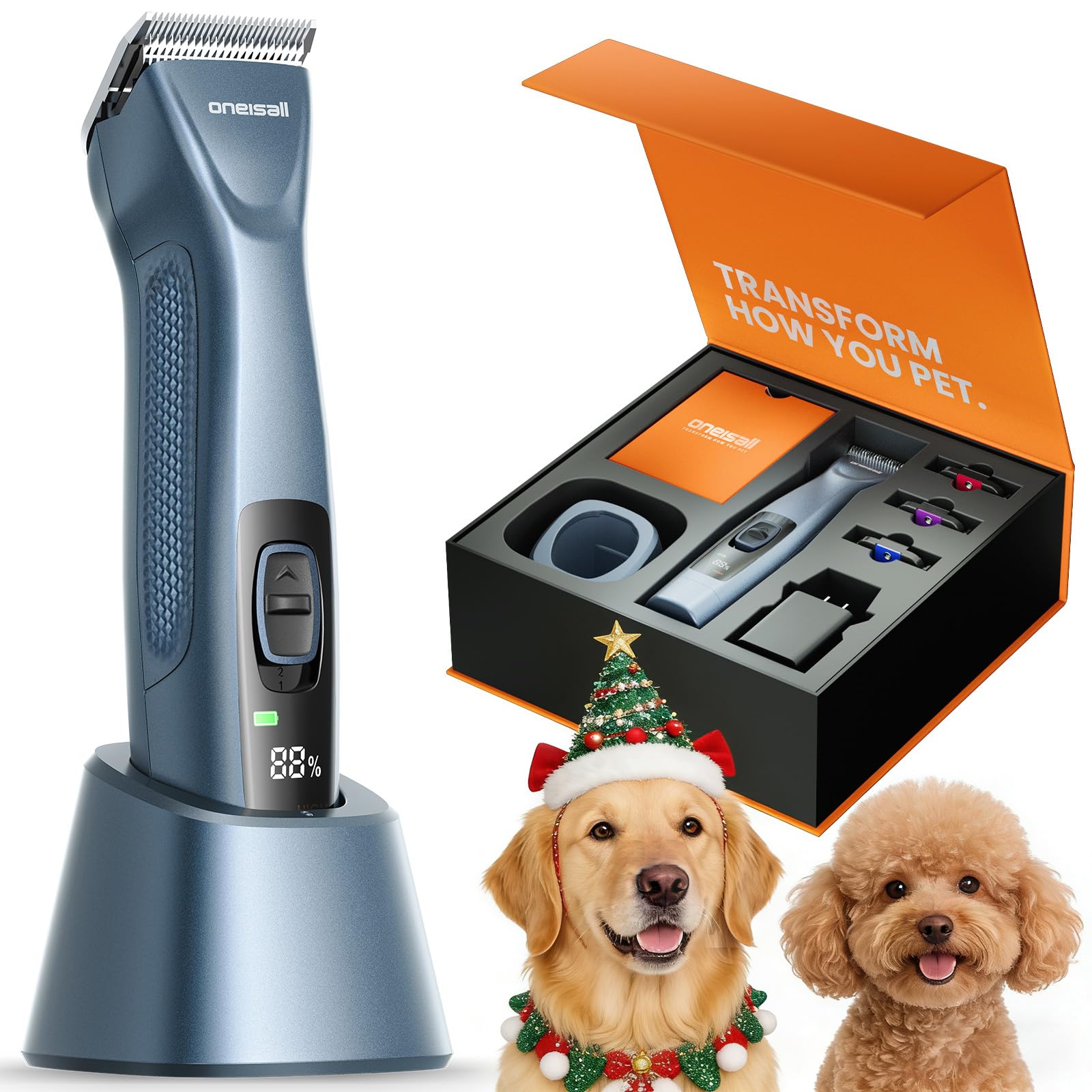 View 1 of *** NO BATTERY*** oneisall Professional Cordless Clippers for Groomers, Heavy-Duty Dog Clippers for Thick Coats Doodles, 2-Speed Upgrade Motor, Detachable Batteries, Carbon Steel Blade