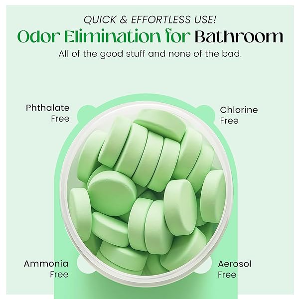 TOILET DEODORIZER TABLETS – DROP ONE IN AND GO – 60 COUNT CITRUS SCENT – ODOR ELIMINATION FOR BATHROOM – REPLACES TOILET SPRAY – LONG LASTING – FRESH BOWL FRESHENER