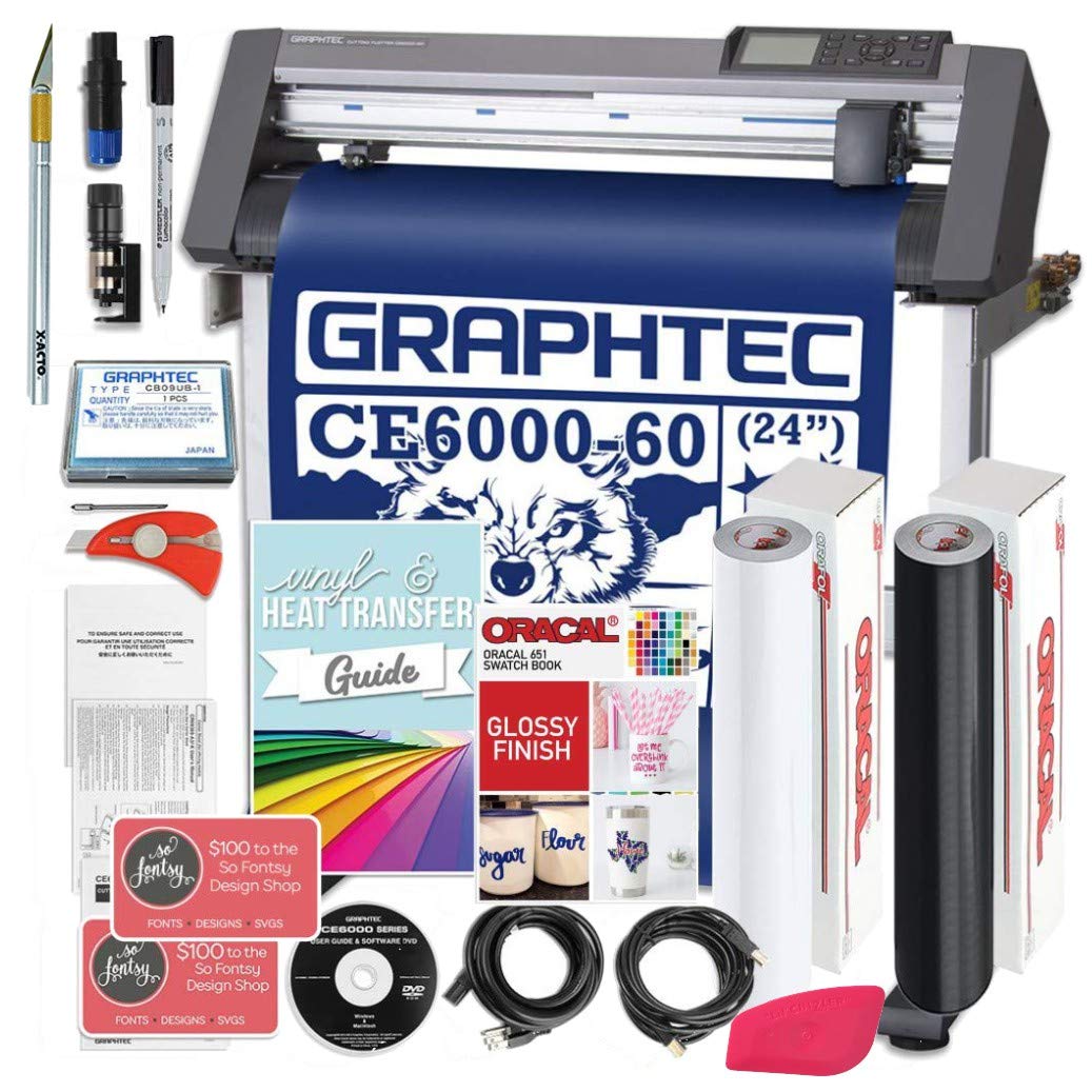 Amazon.com: Graphtec PLUS CE6000-60 24 Inch Professional Vinyl Cutter with  Bonus $2100 in Software, Oracal 651, and 2 Year Warranty: Electronics