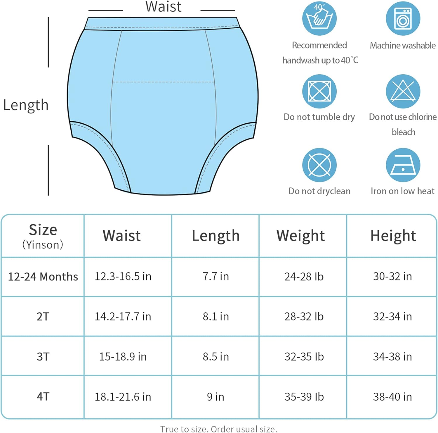 Yinson 6-Pack Padded Toddler Cotton Potty Training Pants Underwear for Baby Girls and Boys 12M-5T: Clothing