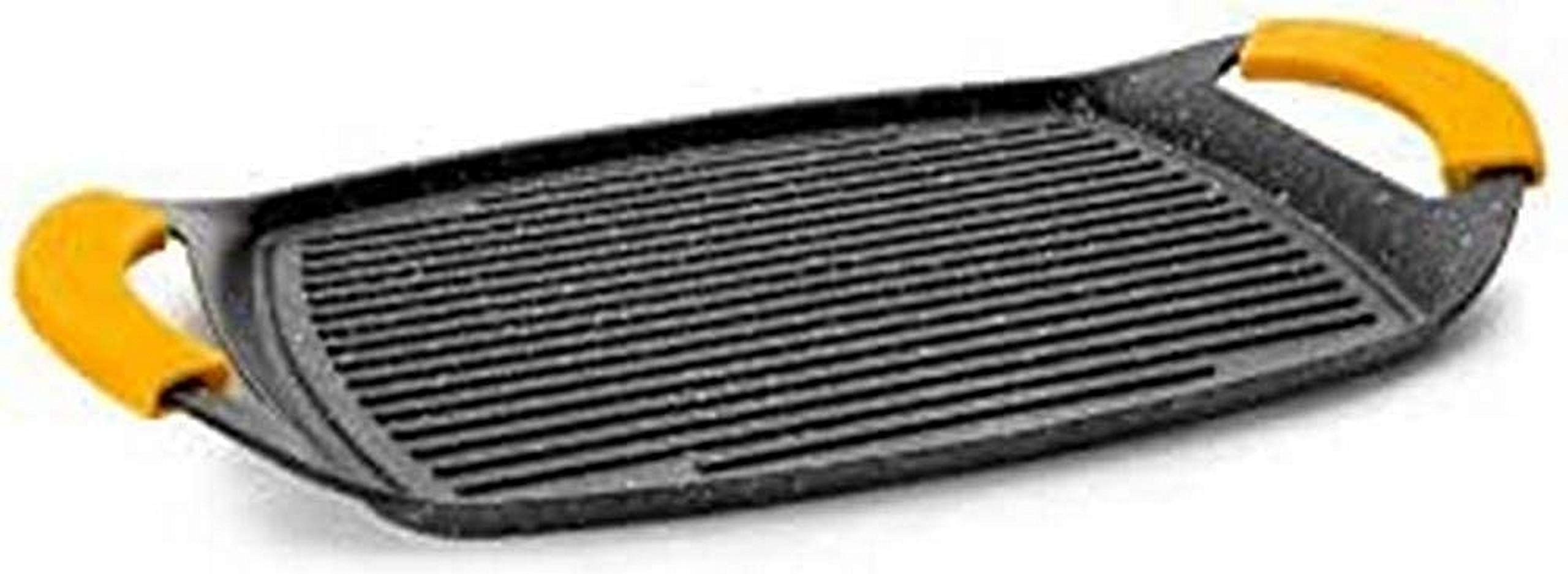 IBILI Basic Stone Waved Griddle, 47 x 29 cm, Cast Aluminium, Stone-Style Non-Stick Coating, Suitable for Induction Hobs