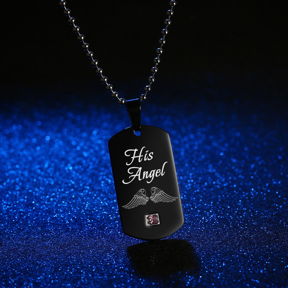 GAGAFEEL Couples Necklace His Angle Her Cowboy CZ Pendant Dog Tag Necklaces Anniversary Gift for Friends Women Men (His Angle Her Cowboy)