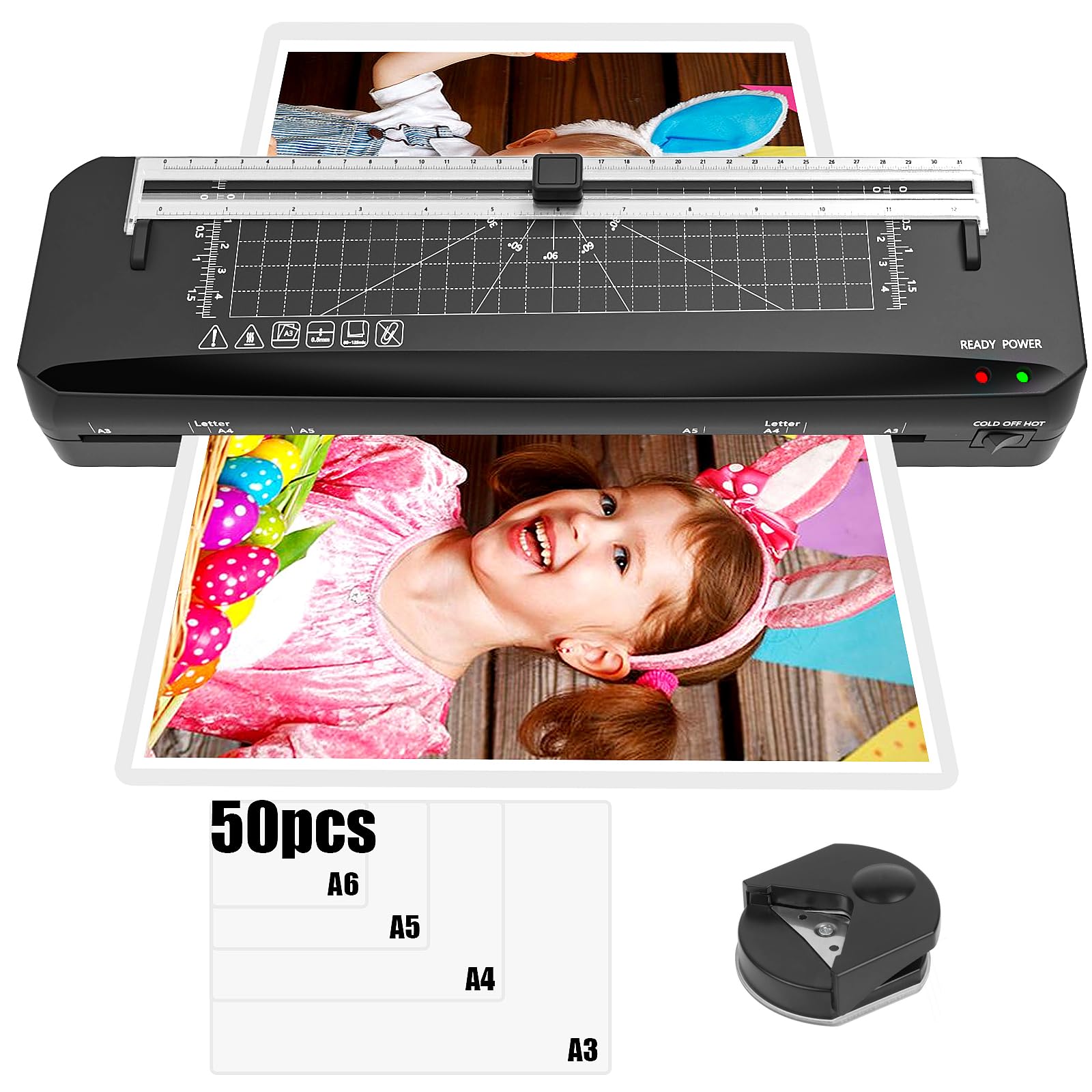 Photo 1 of Laminator, A3 Laminator Machine with Built-in Trimmer, 70 Seconds Quick Warm-Up, Cold and Thermal Laminating with 50 Laminating Sheets, Portable Laminating Machine for Home School
